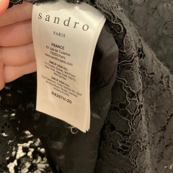 Sandro Paris Romie Dress Black Lace open Back High Neck - Picture 8 of 10
